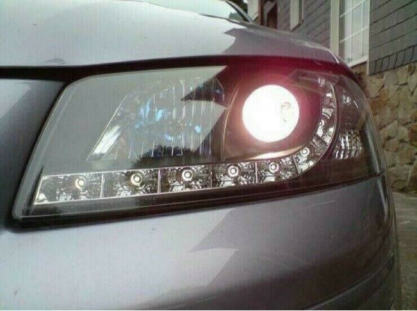 LED Tagfahrlicht-Design Scheinwerfer für Audi A3 8P 04-08 schwarz